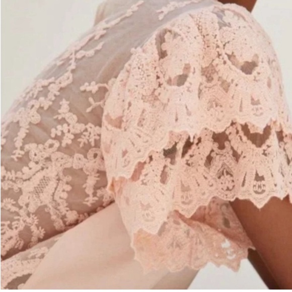 Anthropologie Forever That Girl Grace Tiered Lace Back Top Pink NWOT - Picture 3 of 9